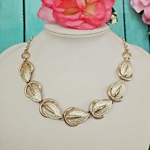 VTG Vendome Gold Silver Tone Large Leaf Link Choker Necklace Statement Collar